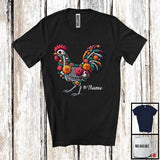 MacnyStore - Personalized Custom Name Floral Skulls Chicken; Lovely Halloween Dia De Los Muertos Mexican T-Shirt