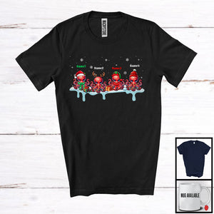 MacnyStore - Personalized Custom Name Four Santa Elf Reindeer Octopus; Lovely Christmas Octopus; Sea Animal T-Shirt