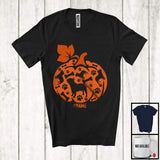 MacnyStore - Personalized Custom Name French Bulldog Paws Pumpkin Shape; Amazing Thanksgiving Fall Family T-Shirt