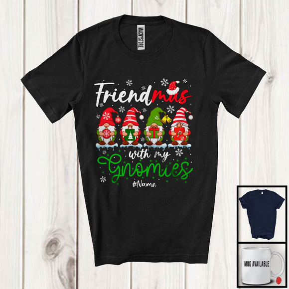 MacnyStore - Personalized Custom Name Friendmas With My Gnomies; Amusing Christmas Four Gnomes T-Shirt