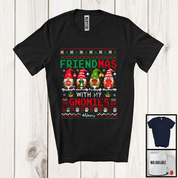 MacnyStore - Personalized Custom Name Friendmas With My Gnomies; Amusing Christmas Sweater 4 Gnomes T-Shirt