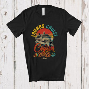 MacnyStore - Personalized Custom Name Friends Cruise Cajun 2025; Joyful Summer Vacation Vintage Retro T-Shirt