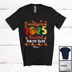 MacnyStore - Personalized Custom Name Friendsgiving 2025 Thankful; Lovely Thanksgiving Turkey Pumpkin T-Shirt