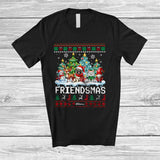 MacnyStore - Personalized Custom Name Friendsmas; Amusing Christmas Sweater Puppy Kitten Reindeer Santa Elf Squad T-Shirt