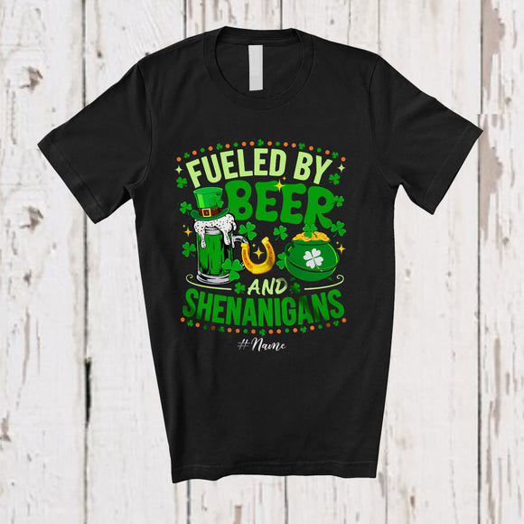 MacnyStore - Personalized Custom Name Fueled By Beer And Shenanigans; Joyful St. Patrick's Day Drinking T-Shirt