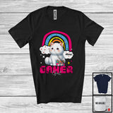 MacnyStore - Personalized Custom Name Gamer Girl; Humorous Cat Gaming; Rainbow Games Gamer T-Shirt