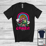 MacnyStore - Personalized Custom Name Gamer Girl; Humorous Turtle Gaming; Rainbow Games Gamer T-Shirt