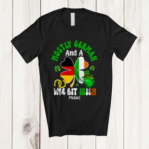 MacnyStore - Personalized Custom Name German Wee Bit Irish; Joyful St. Patrick's Day Shamrock Flag; Family T-Shirt