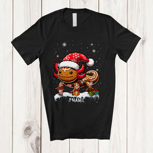 MacnyStore - Personalized Custom Name Gingerbread Axolotl; Lovely Christmas Santa Axolotl; Baking Baker T-Shirt