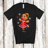 MacnyStore - Personalized Custom Name Gingerbread Couple; Lovely Christmas Snowing; Girl Women Baker T-Shirt