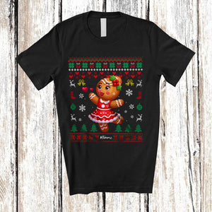 MacnyStore - Personalized Custom Name Gingerbread Couple; Lovely Christmas Sweater; Girl Women Baker T-Shirt