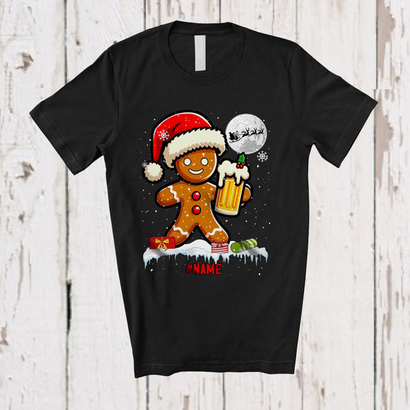 MacnyStore - Personalized Custom Name Gingerbread Drinking Beer Workout; Amazing Christmas Drunker; Baking T-Shirt