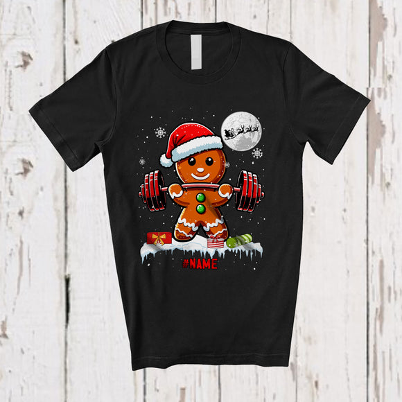 MacnyStore - Personalized Custom Name Gingerbread Weightlifting Workout; Amazing Christmas Bodybuilding; Baking T-Shirt