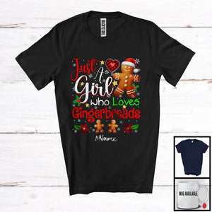 MacnyStore - Personalized Custom Name Girl Loves Gingerbreads; Fantastic Christmas Gingerbread; Snowing T-Shirt