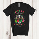 MacnyStore - Personalized Custom Name Girl Who Loves Cows Christmas; Amazing X-mas Snow Lights T-Shirt