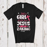 MacnyStore - Personalized Custom Name Girl Who Loves Jesus And Baking; Adorable Baker Baking; Women Family T-Shirt