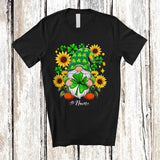 MacnyStore - Personalized Custom Name Gnome Holding Shamrock Sunflower; Lovely St. Patrick's Day Shamrocks T-Shirt