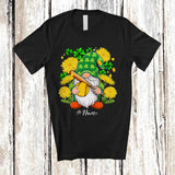 MacnyStore - Personalized Custom Name Gnome Holding Softball Dandelion Flower; Lovely St. Patrick's Day Shamrocks T-Shirt