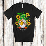 MacnyStore - Personalized Custom Name Gnome Holding Softball Sunflower; Lovely St. Patrick's Day Shamrocks T-Shirt