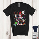 MacnyStore - Personalized Custom Name Gnome Riding Reindeer Cow; Adorable Christmas Lights Snow T-Shirt