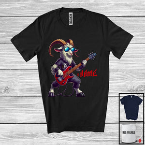 MacnyStore - Personalized Custom Name Goat Playing Guitar Rock; Joyful Music Bass Guitar Farmer T-Shirt