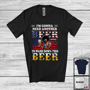 MacnyStore - Personalized Custom Name Gonna Need Another Beer, Funny 4th Of July Black Afro Men, Drinking Drunker T-Shirt