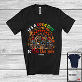 MacnyStore - Personalized Custom Name Good Time To Ride Dirt Bike; Joyful Thanksgiving Three Turkeys Rainbow T-Shirt