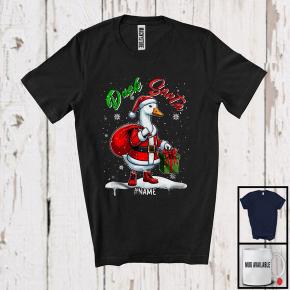 MacnyStore - Personalized Custom Name Goose Santa, Adorable Christmas Santa Goose, X-mas Family Group T-Shirt