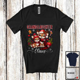 MacnyStore - Personalized Custom Name Granddaughter Claus; Adorable Christmas Red Plaid Reindeer; Family T-Shirt