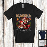 MacnyStore - Personalized Custom Name Grandma Claus; Adorable Christmas Leopard Plaid Reindeer; Family T-Shirt