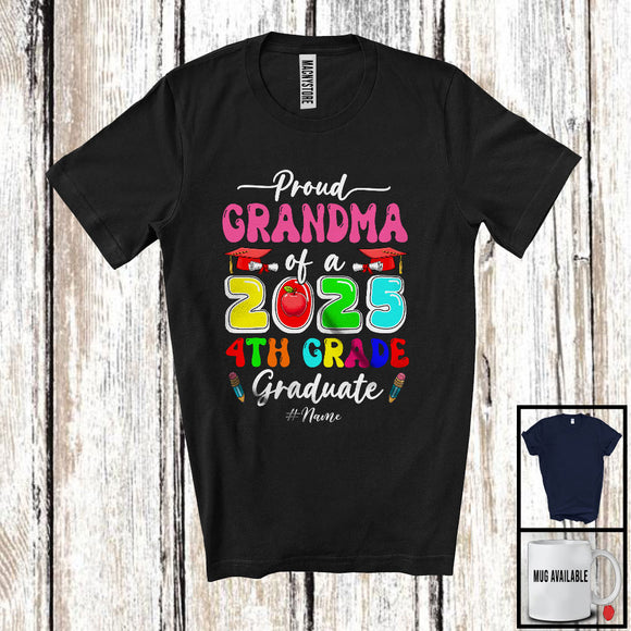 MacnyStore - Personalized Custom Name Grandma Of A 2025 4th Grade Graduate; Amusing Mother's Day Graduation T-Shirt