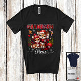 MacnyStore - Personalized Custom Name Grandson Claus; Adorable Christmas Red Plaid Reindeer; Family T-Shirt