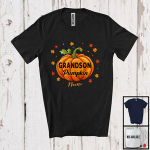 MacnyStore - Personalized Custom Name Grandson Pumpkin; Awesome Thanksgiving Pumpkin; Fall Family Group T-Shirt