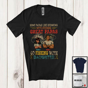 MacnyStore - Personalized Custom Name Great Papas Go Fishing With Daughter, Proud Father's Day Family T-Shirt