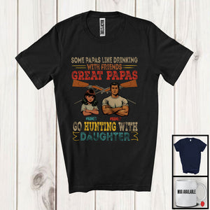 MacnyStore - Personalized Custom Name Great Papas Go Hunting With Daughter, Proud Father's Day Family T-Shirt