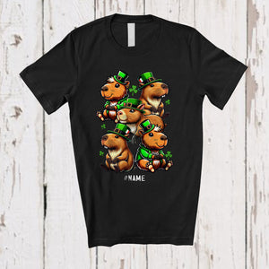 MacnyStore - Personalized Custom Name Group Capybara Leprechaun; Lovely St. Patrick's Day Shamrocks T-Shirt