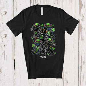 MacnyStore - Personalized Custom Name Group Cat Leprechaun; Lovely St. Patrick's Day Shamrocks T-Shirt