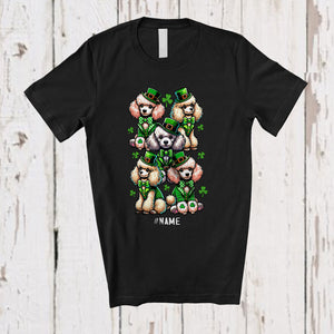 MacnyStore - Personalized Custom Name Group Poodle Leprechaun; Lovely St. Patrick's Day Shamrocks T-Shirt