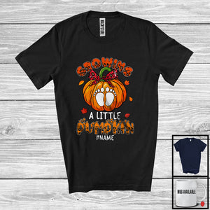 MacnyStore - Personalized Custom Name Growing A Little Pumpkin; Lovely Thanksgiving Leopard Pregnancy T-Shirt