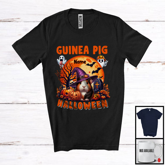 MacnyStore - Personalized Custom Name Guinea Pig Halloween; Humorous Halloween Wild Animal Witch T-Shirt