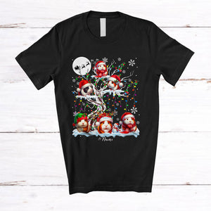 MacnyStore - Personalized Custom Name Guinea Pig On Christmas Tree; Amusing X-mas Snow Lights; Animal Lover T-Shirt