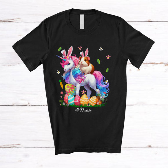 MacnyStore - Personalized Custom Name Guinea Pig Ridding Unicorn; Amazing Easter Eggs Hunting; Family T-Shirt