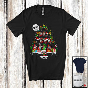 MacnyStore - Personalized Custom Name Guitar Christmas Tree; Lovely Gnome Musical Instruments Player T-Shirt