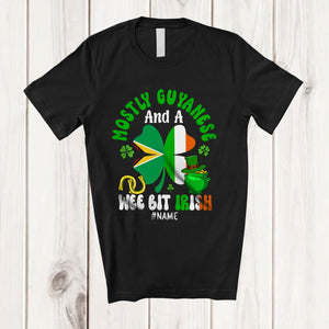 MacnyStore - Personalized Custom Name Guyanese Wee Bit Irish; Joyful St. Patrick's Day Shamrock Flag; Family T-Shirt