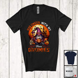 MacnyStore - Personalized Custom Name Halloween With My Gnomies, Amazing Halloween Witch Gnomes Pumpkin Skull T-Shirt