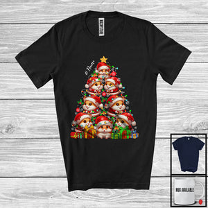 MacnyStore - Personalized Custom Name Hamster Christmas Tree; Joyful X-mas Lights Hamster; Rodent Animal T-Shirt