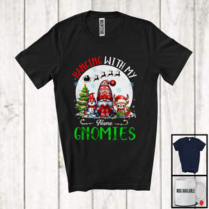 MacnyStore - Personalized Custom Name Hanging With My Gnomies, Amazing Christmas Gnomes Reindeer Snowman T-Shirt
