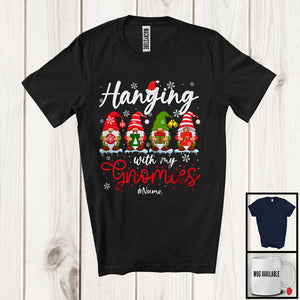 MacnyStore - Personalized Custom Name Hanging With My Gnomies; Amusing Christmas Four Gnomes T-Shirt