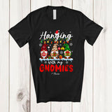 MacnyStore - Personalized Custom Name Hanging With My Gnomies; Amusing Christmas Leopard Plaid Three Gnomes T-Shirt