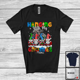 MacnyStore - Personalized Custom Name Hanging With My Gnomies, Lovely Christmas Tree Four Gnomes, Candy Cane T-Shirt